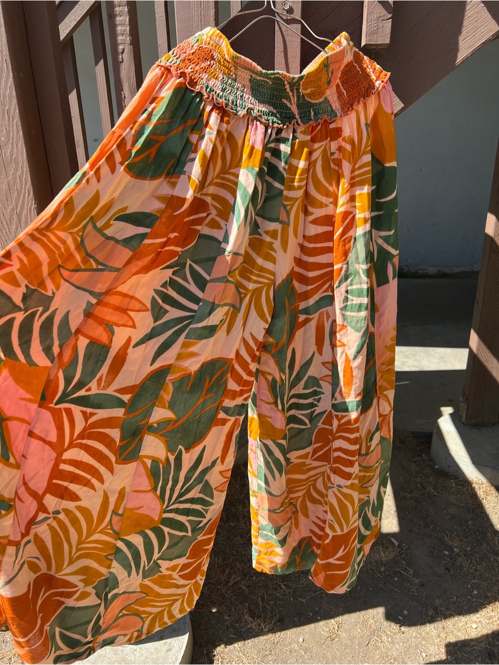 Tropical Print Circle Skirt in Orange, Pink & Green - Picture 3 of 7